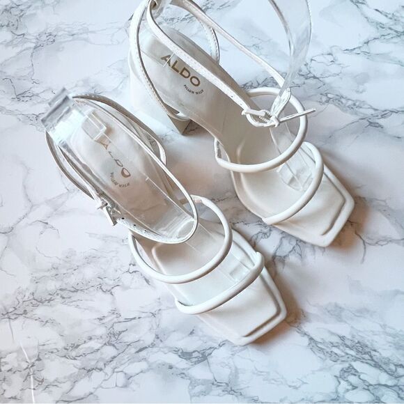 Aldo Miran open square toe heels strappy - Picture 2 of 6